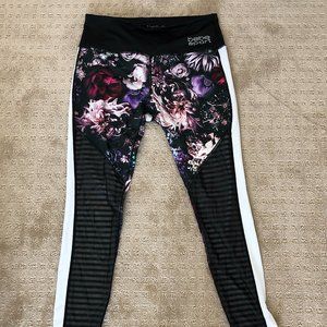 Bebe Floral Leggings, Mesh Detail, Rhinestones, M